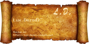 Lux Dezső névjegykártya